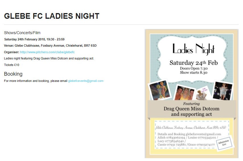#Events LADIES NIGHT <a href="/glebefootball/">Glebe Football Club</a> bit.ly/2ncoA3e #BeckBromFL WoW events are brought to you by our events sponsor <a href="/SVonTheRoad/">Pizza on the Road</a>