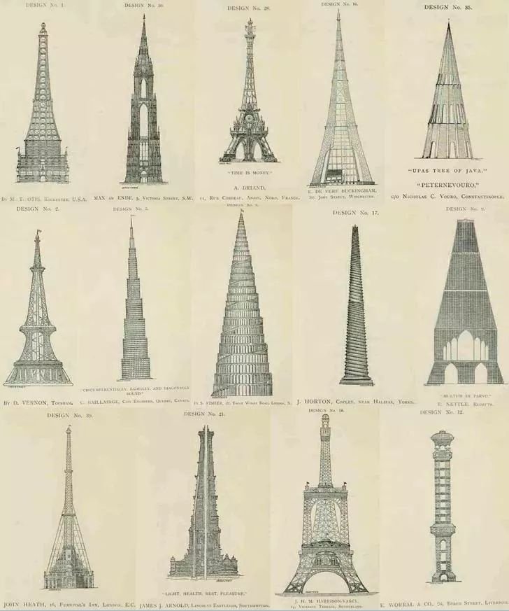 RoyCampos's tweet photo. Estos fueron los diseños que no le aprobaron al señor Eiffel antes de que se diera visto bueno a la actual estructura que lleva su nombre... (Vía @MichelPesquera) https://t.co/loGPnZhmXE
