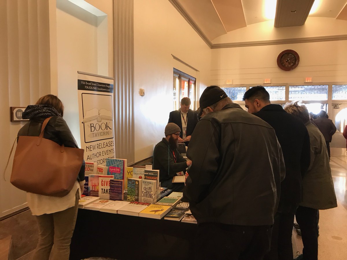 For those here, don’t forget to take advantage of the amazing books based on TED talks being sold by @booktavern. #TEDxAugusta