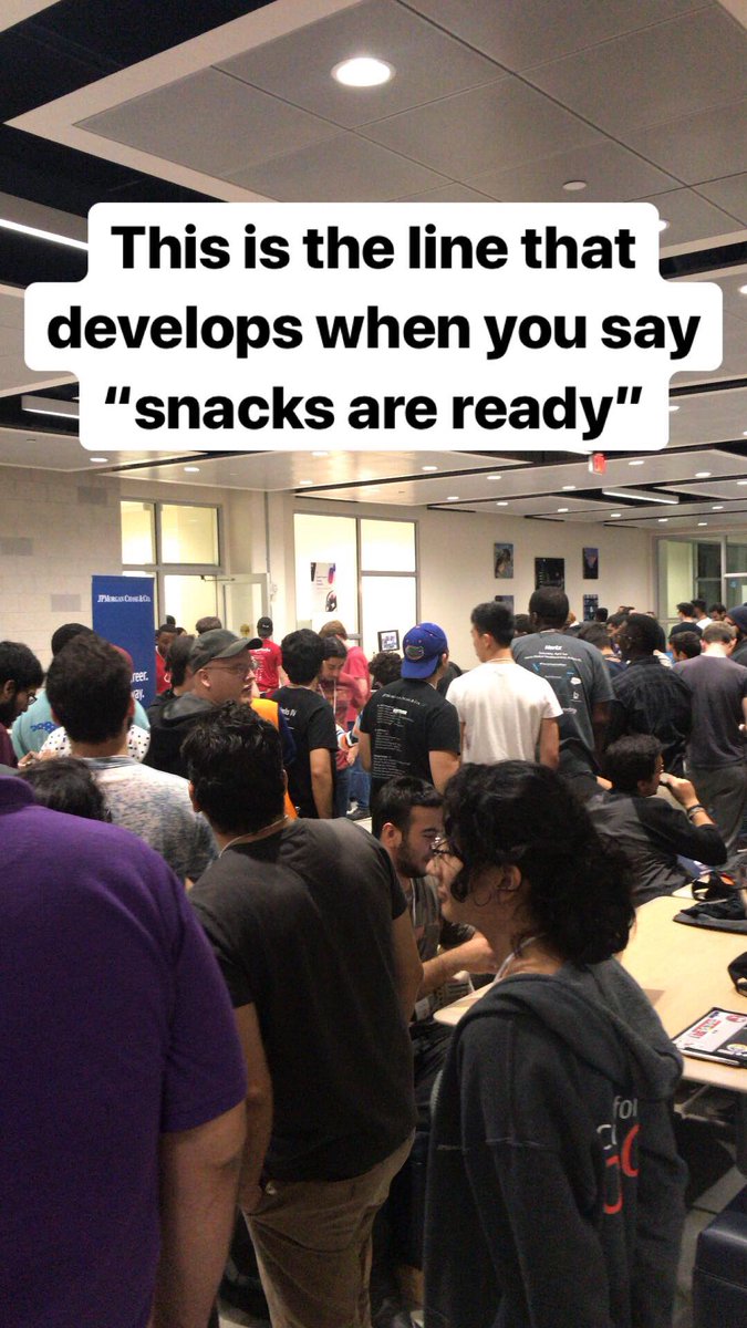 friedfishmael's tweet photo. 3 seconds after snacks were placed... @fiumangohacks #mymangostory #mangohacks18 #fiuscis https://t.co/rYjsbsjOtA