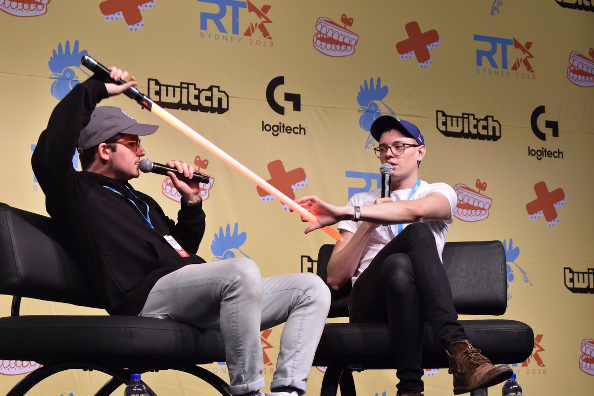 RTXEvent's tweet photo. Have you checked out #RTXSydney on @Twitch_ANZ ? Be sure to tune in to https://t.co/0LCfvQCMOu and https://t.co/aqnS4YbRKw for all that @RoosterTeeth action! https://t.co/kDdRrNVWzz