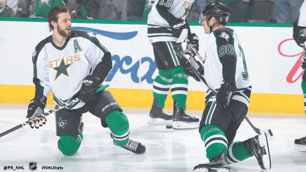 NHL Public Relations on X: The @DallasStars donned vintage jerseys in pre-game warmup as part of their Retro Night at American Airlines Center. #MINvsDAL / X