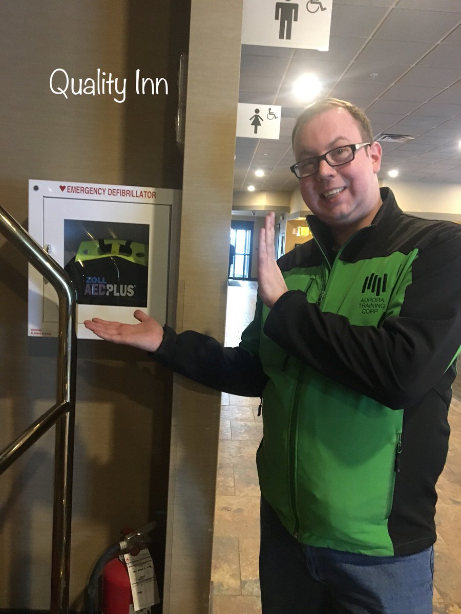 AuroraTCorp's tweet photo. Thank you to the @QualityHotel_FM for having this AED at their hotel! #ymmfirstaid #heartmonth #ymmaeds https://t.co/uej23YQkqO