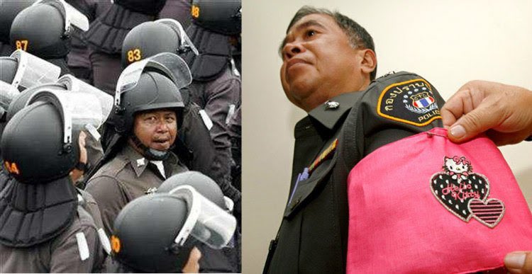 CND_Thailand18's tweet photo. In Thailand, cops who commit minor offences are punished with a bright pink Hello Kitty armband #cutecops #kittiesovercrime https://t.co/KVotBrCx6m