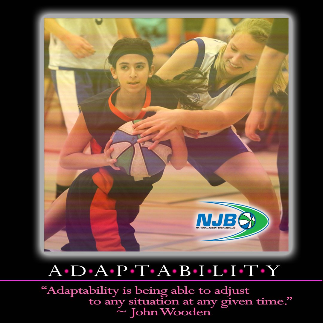 NJBLOfficial's tweet photo. "Adaptability is the ability to adjust to any situation at any given time." ~John Wooden

Learn more about National Junior Basketball &amp; its leagues for kids K-8 at: https://t.co/YxleojvnSW

#njb18 #inspirationalquotes #coaching #practice #nationaljuniorbasketball #coach #dontquit https://t.co/jkCjVniiEA