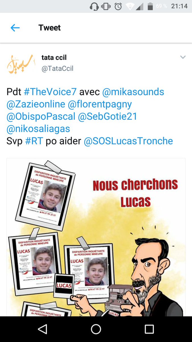 TataCcil's tweet photo. Pdt #TheVoice7 #s07e02 
svp #rt pour aider @SOSLucasTronche 
#jechercheLucas #lucas2ans10mois https://t.co/I5I7junzrT