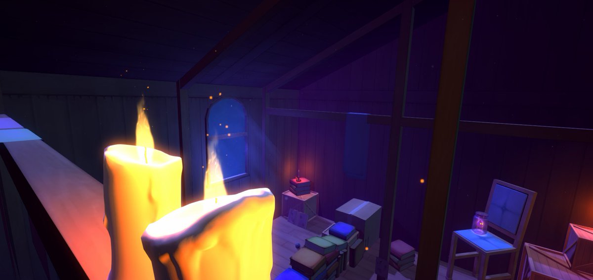 Working on that super spooky ambience - check out our awesome candle flame shader made with <a href="/AmplifyCreates/">Amplify Creations</a>' shader editor! #screenshotsaturday #indiedev #gamedev #madewithunity