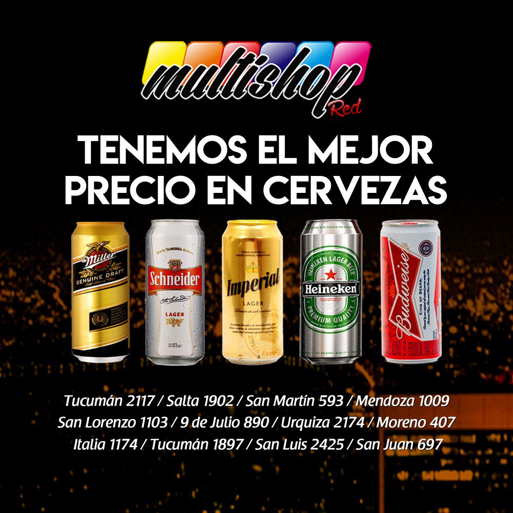 cabrerahercap's tweet photo. El sรกbado estรก ideal para una #Cerveza y #Multishopred no sรณlo tiene el mejor precio de la ciudad sino que estรก liquidando el stock de #Miller con un descuento increรญble gracias a sus #PreciosLocos ! https://t.co/5zDon8EobC
