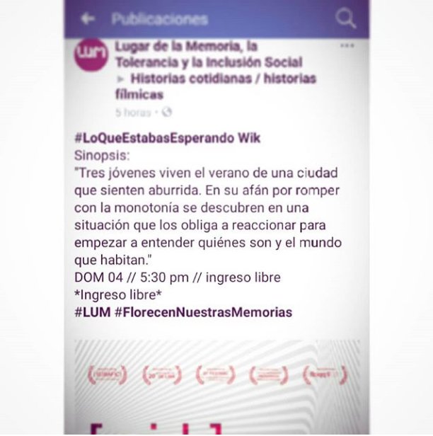 wiklapelicula's tweet photo. [ PARECE DOMINGO ] Mañana 5:30pm en el @LUMoficial #GRATIS 🎬🎥| #film #indiefilm #3patas7días #cine #cinelatinoamericano #lum https://t.co/7o9dcpXBNu