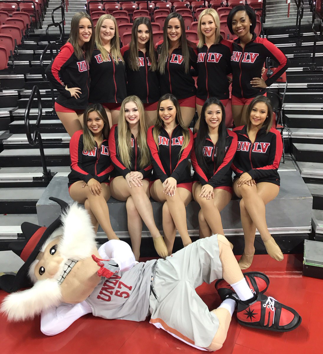 Basketball season has begun! Catch us at the Thomas and Mack center, game starts at 3 PM! 💃🏻🏀 #scarletdanceline #ladyrebels #basketballseason #seeyouonthecourt