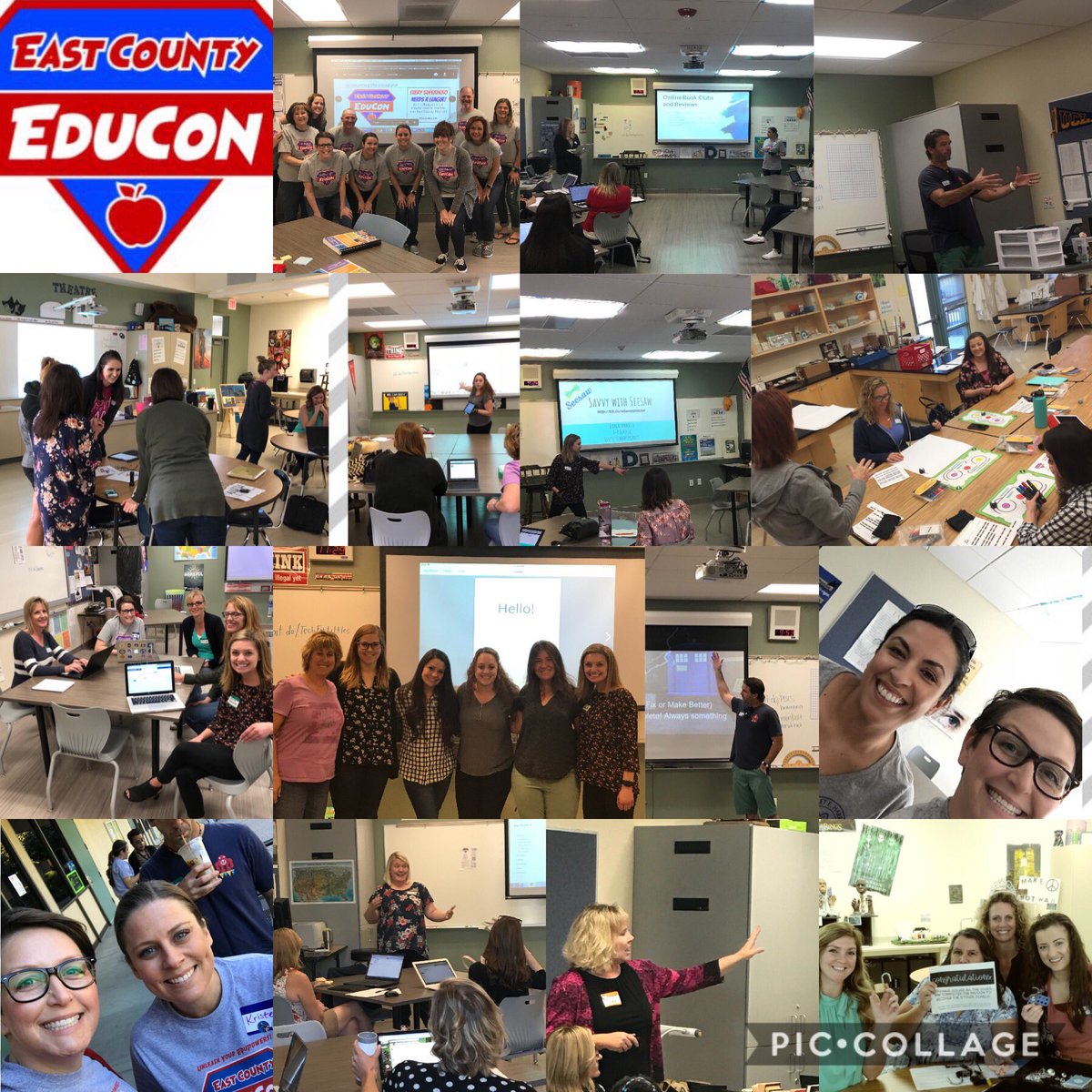 TiffaniDBrown's tweet photo. The culmination of 6 months of brain trust and planning! Congrats to all tpresenters, organizers, &amp; participants! We’re so proud of all the Santee teachers who took the leap &amp; presented their first sessions today (and of course all of our veteran presenters) #santeesd #ECEduCon https://t.co/SemEzPb2EB