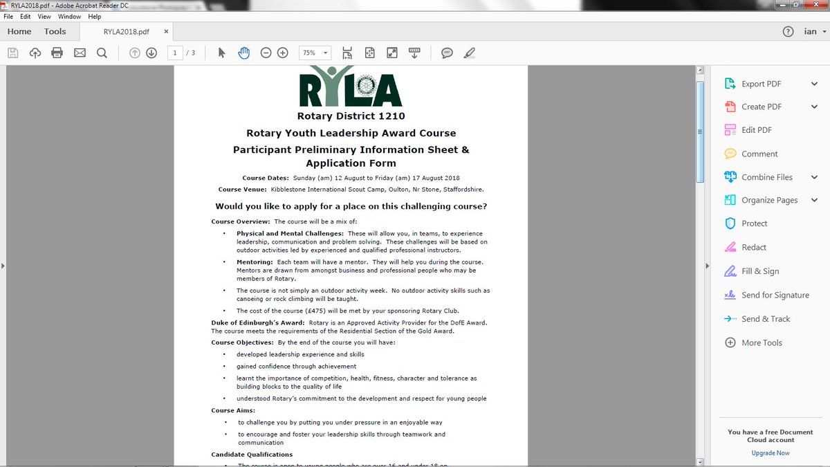 IanColourStone's tweet image. Rotary Young Leader 2018. Do you know a young person with ambition?
Do they have leadership potential? This course is offered free. We pay the £500 cost , Know a young person who has what it takes? Get in touch.