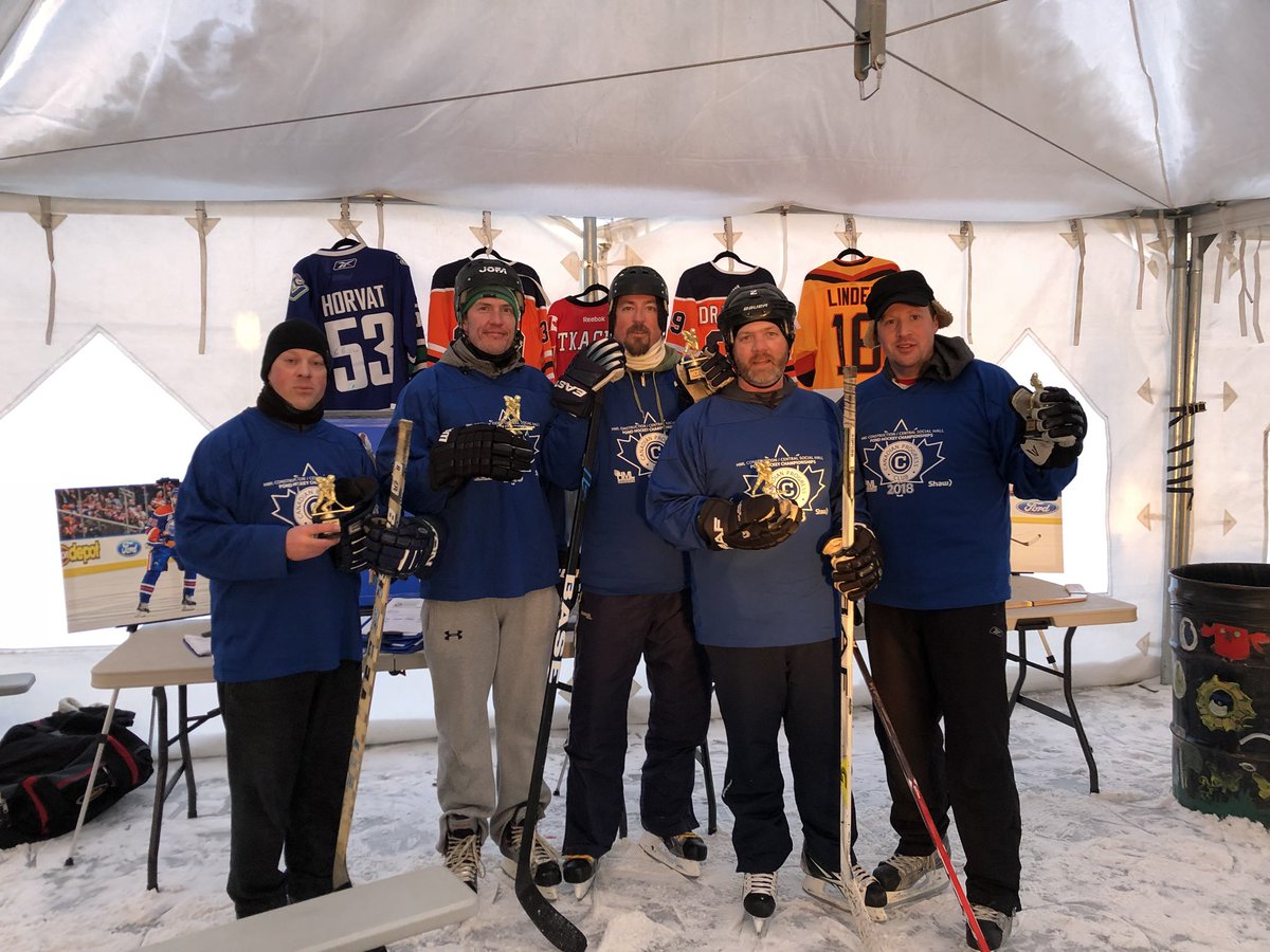 Oil5Time's tweet photo. Team #SpittenChicklets went 6-1 and won the B final @CPCStAlbert 3 on 3 Pond Hockey Championships in #StAlbert 🇨🇦 @spittinchiclets -30C temps did not phase us. Great Event! Nice win boys! https://t.co/pIFdP0JQ4x