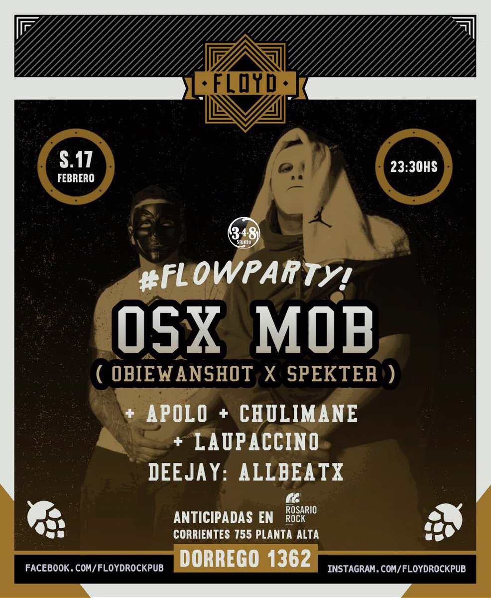skore348's tweet photo. El 17 de Febrero llega #OSXMOB a Rosario, el duo se va a estar presentando en Floyd Pub junto a #Apolo, #Chulimane y #Laupaccino. Entradas anticipadas en #RosarioRock (Palace Garden). https://t.co/Oye0IRB0hy