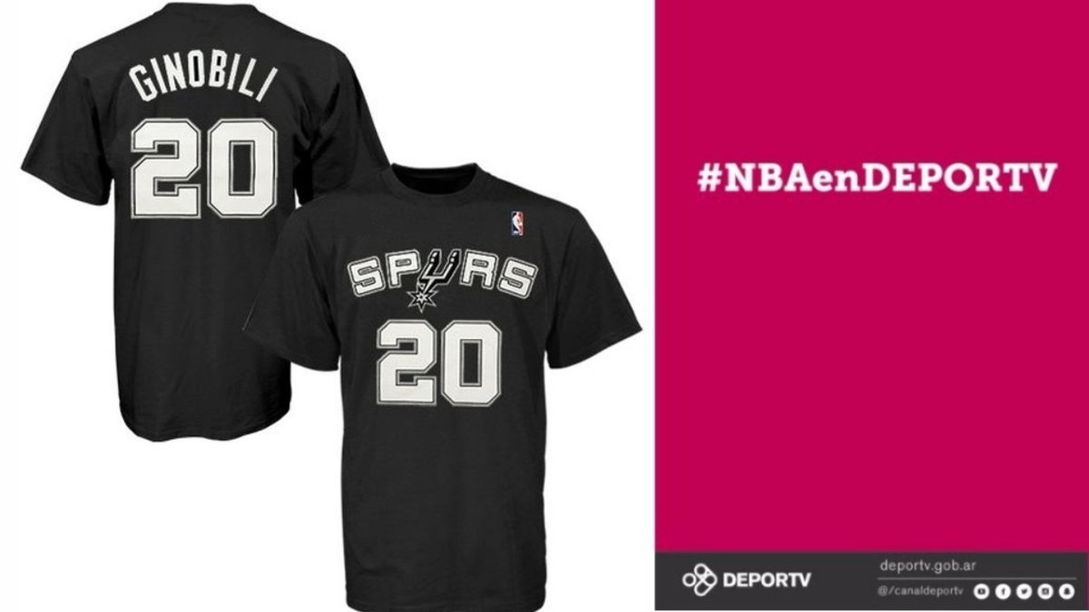 canaldeportv's tweet photo. [SORTEO] ¿Querés la mágica 20 de Manu Ginobili? Seguinos, retuiteá este tuit, escribí con el hashtag #NBAenDEPORTV y llevate la remera cortesía de Live Basketball. https://t.co/elTLIB0F3T