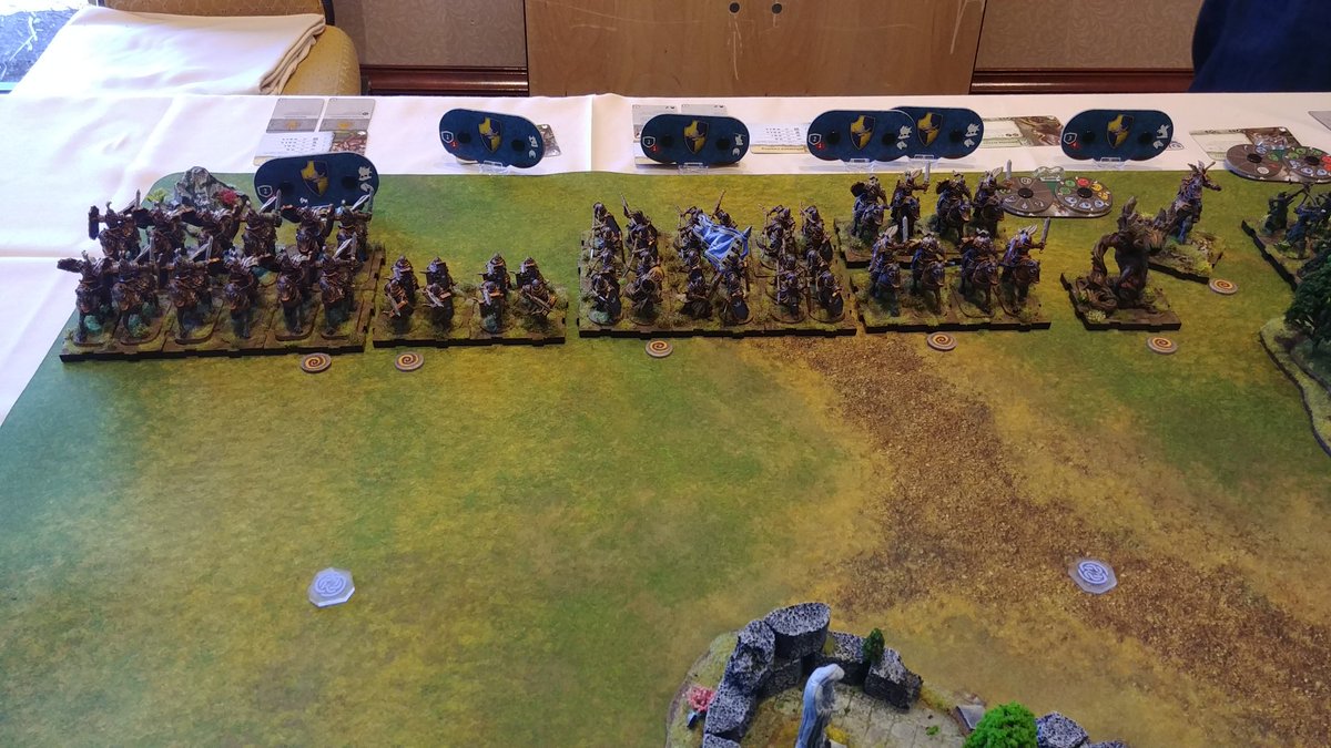 d6gcraig's tweet photo. The forces for our 10th Anniversary mega battle are arrested in all their glory, at #CaptainCon2018. The forces of light clash with #TeamMisunderstood with four precious rune stones in the balance in @FFGames #RuneWars. https://t.co/RWFdy5M3qv