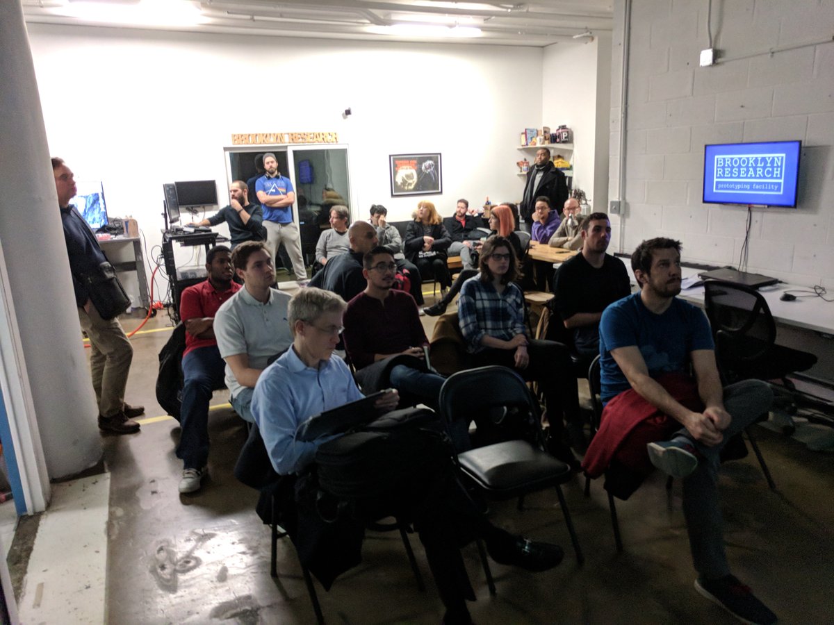 UnrealNYC's tweet photo. .@amandambott @EpicGames Had fun at our @UnrealEngine January 2018 @Meetup last week!  Thanks again to @bkresearch for having us. #NYCtech #indiedev #gamedev #ue4 #ar #vr #unrealengine #NYCStrong #architecture #gameart https://t.co/4h2HLLmm1t