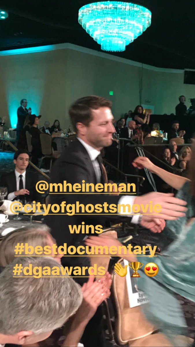 Congrats <a href="/MattHeineman/">Matthew Heineman</a> <a href="/CityOfGhosts/">City of Ghosts</a> winning #BestDocumentary at the #dgaawards right now 🏆👏