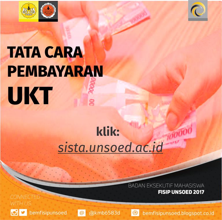 Hallo KBM FISIP !
Pembayaran UKT semester genap sudah bisa dilaksanakan tanggal 30 Januari - 20 Februari 2018. Buat temen-temen yang masih bingung tata cara pembayaran UKT, cek di sista.unsoed.ac.id ya !