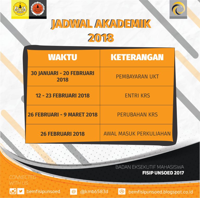 Selamat Siang KBM FISIP !
Yuk cek tanggal penting jadwal akademik tahun 2018 !