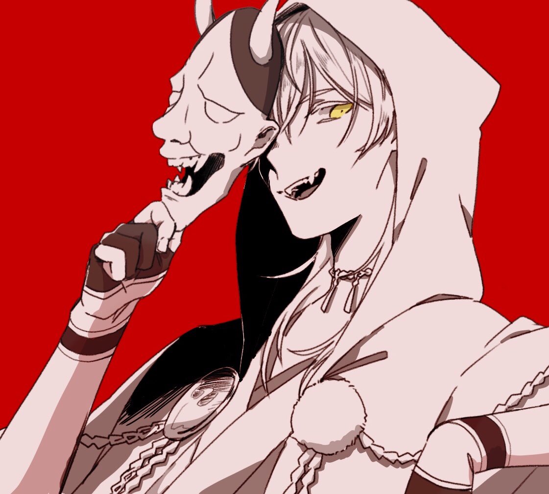 鶴丸国永(刀剣乱舞) 「#鶴丸国永版お絵描き60分一本勝負お題【鬼/驚き】 」|灯りのイラスト