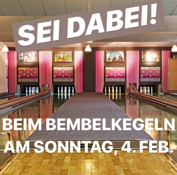 schloberg's tweet photo. Gemeinsam geht alles besser. Kegeln wir zusammen, lernen wir uns kennen und haben Spass. Heute um 18 Uhr. Kegeln und Begrüssungsdrink aus dem Bembel sind kostenlos. Anmeldung per PM! #KarstenWählen #Frankfurt #StadtFürAlleFrankfurter #obwahl2018 #frankfurt #ffm #sonntag https://t.co/mKlJM7cpk6