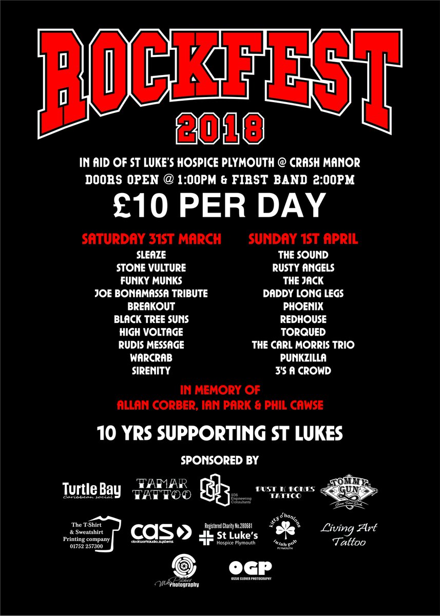 CuzRockfest's tweet photo. Hey @Woodythedrum I'm looking for RTs for my 2 day #charity #gig #fundraiser for @StLukesPlymouth 10 years and £77,393 raised so far.Any chance of a signed drum skin  for the raffle ?? 🥁🥁🥁@bastilledan #Plymouth #Devon #WestCountry https://t.co/wbf5iK0vzh