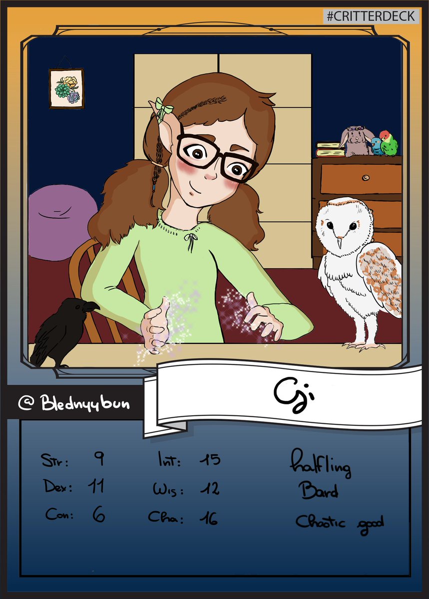 Blednyybun's tweet photo. Here it is!! I suck at coloring but I'm pretty happy with the result, thanks @Vyllaart  for starting this!! #Critterdeck https://t.co/J7yrvFJ6Ii