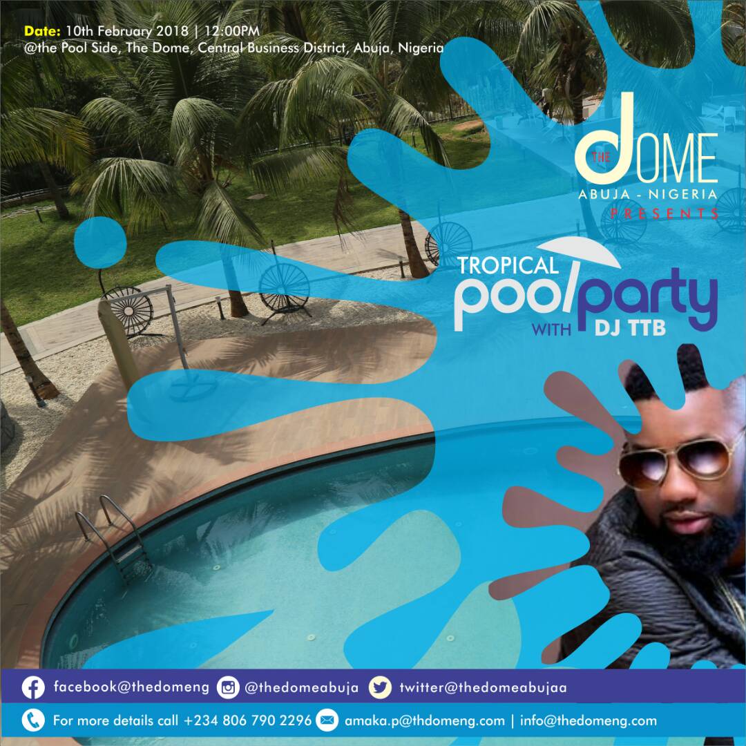 thedomeabujaa's tweet photo. Soft Opening #Countdown continues with #Pool party

It's a weekend packed with fun and entertainment @ The Dome

Be part of the pool party. Book your table.

It happens on Feb 10.

The Dome will take Abuja entertainment circle by storm. It's a promise...

Watch this space https://t.co/D7UkenSv8e