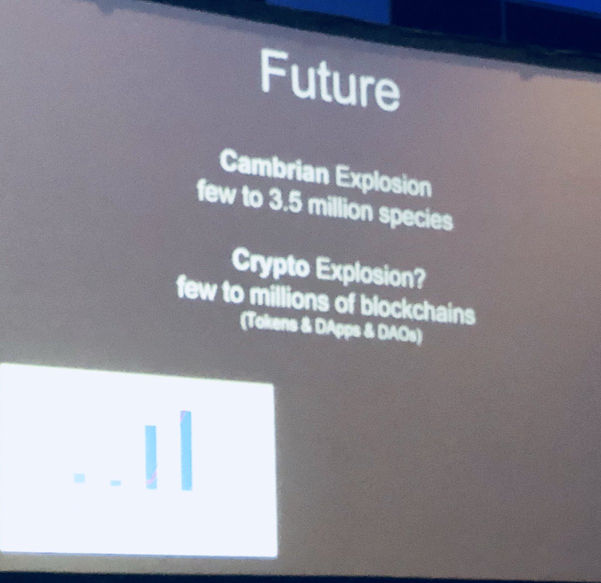 profjasonpotts's tweet photo. There are about 1000 Blockchains now, but there might soon be millions in a Cambrian explosion of Blockchain evolution - proposes Reece Jones #BEF2018 #cryptoevolution #allisinformation https://t.co/FXva2C6ZtJ