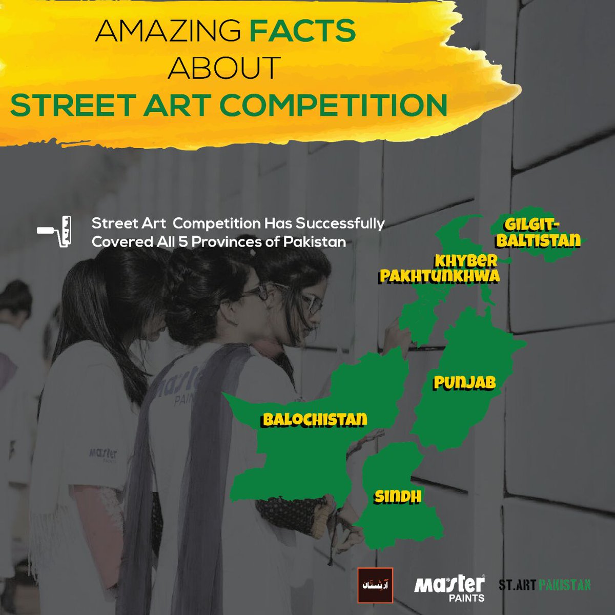 StreetArtPak's tweet photo. Street Art Competition has successfully covered all 5 provinces of Pakistan.
#amazing #facts #streetart #art #pakistan #mural https://t.co/kuomHTFLA5 https://t.co/fPbfQnyMgX