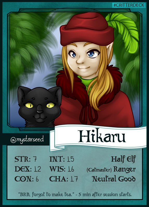 mystarseed's tweet photo. Hope it's not too late to add to the #critterdeck even if I have yet to do any art for #criticalrole I am hoping to remedy that soon. SO, here's my card, hi? https://t.co/vPmVqVenuD