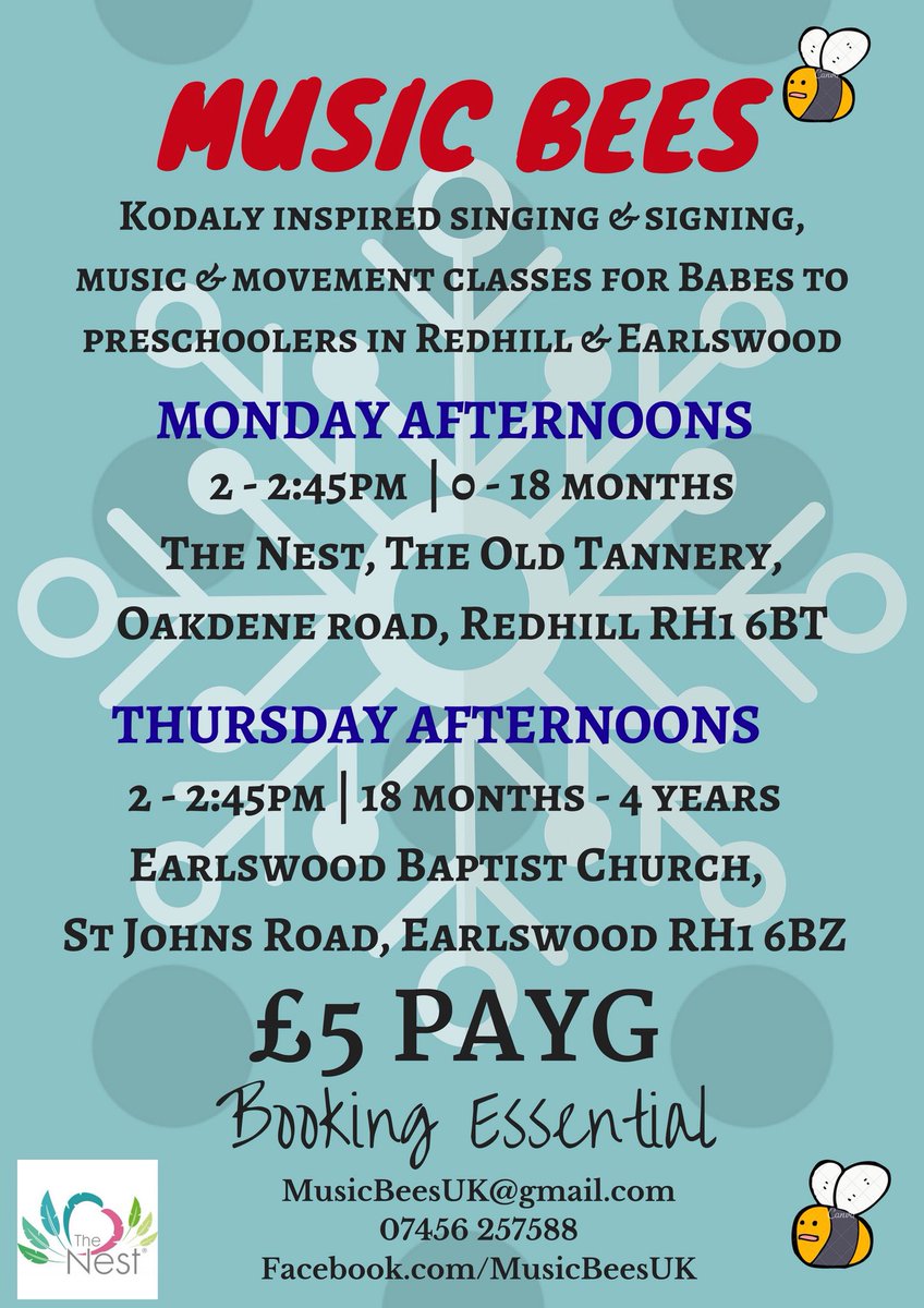 MrsJonesSings's tweet photo. #MUSICBEES back tomorrow at #TheNest #Redhill. #Singing #signing #Music #Movement for #babies £5 PAYG #Kodlay #Mummyandbaby #babymusic #Surrey #Reigate #Horley #Merstham #Dorking #Earlswood #yourbabyneedsmusic @MusicBeesUK https://t.co/zNaHDddJFM
