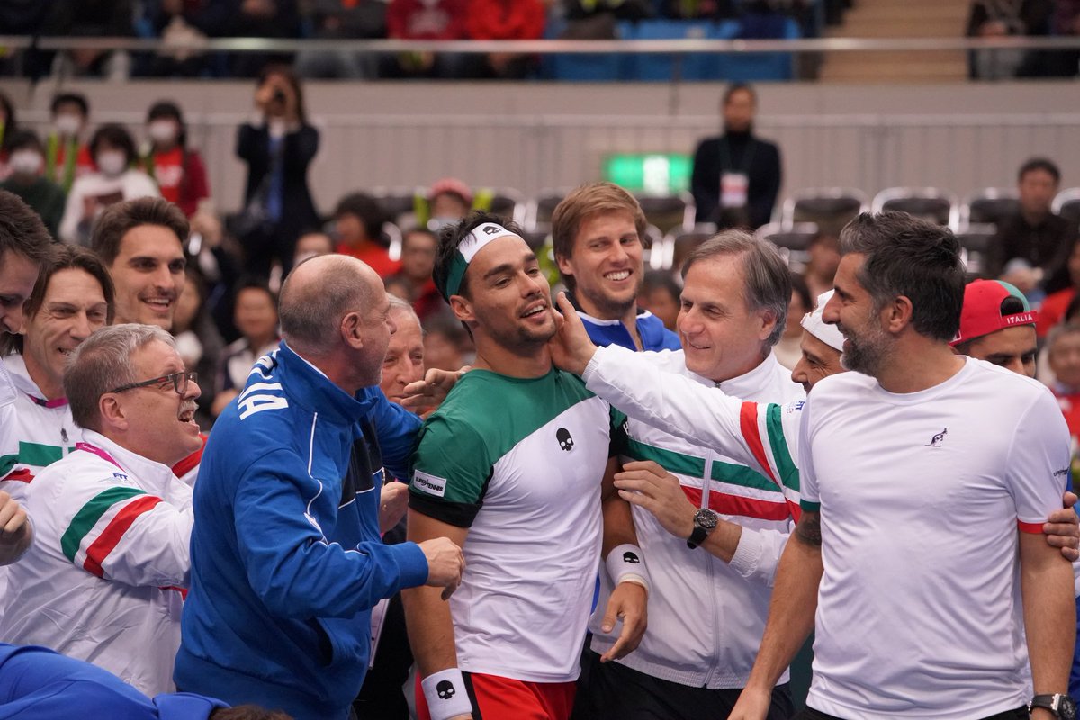 DavisCup's tweet photo. Heroic effort by @fabiofogna 🙌👏🙌👏
This is what Fabio will do in the name of Italy:

Day 1 – 3 hours 56 minutes
Day 2 – 3 hours 37 minutes
Day 3 – 4 hours 8 minutes
Total time spent on court – 11 hours 41 minutes

#IoTifoItalia #DavisCup https://t.co/CY6vx3285i