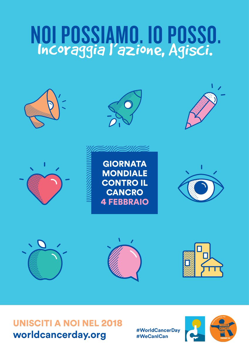 AIRC_it's tweet photo. Oggi è il #WorldCancerDay, l'evento annuale che unisce il mondo nella lotta contro il cancro attraverso l'informazione, la prevenzione e il coinvolgimento di tutti. #WeCanICan https://t.co/0u7Ja5w2SX https://t.co/o9stcACrVH