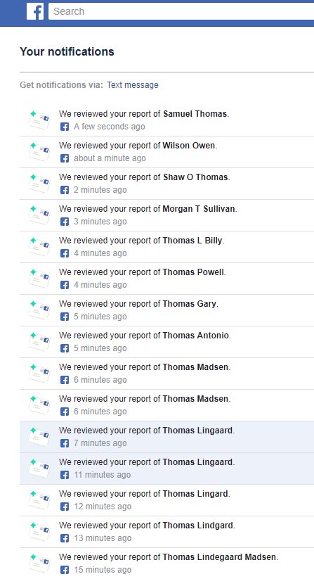 FakeDatingRebel's tweet photo. @HuffPost Outrageous @facebook @fbnewsroom
17 rejections that fake profiles go against your community standards!
I invite you to click on the urls below and see how many #fakethomas's there are on #Facebook. https://t.co/mGYn4wJT0V