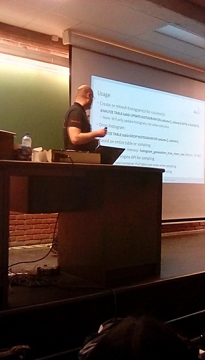 stoker's tweet image. #MySQL Histograms in #mysqldevroom at #FOSDEM18 for better query performance.