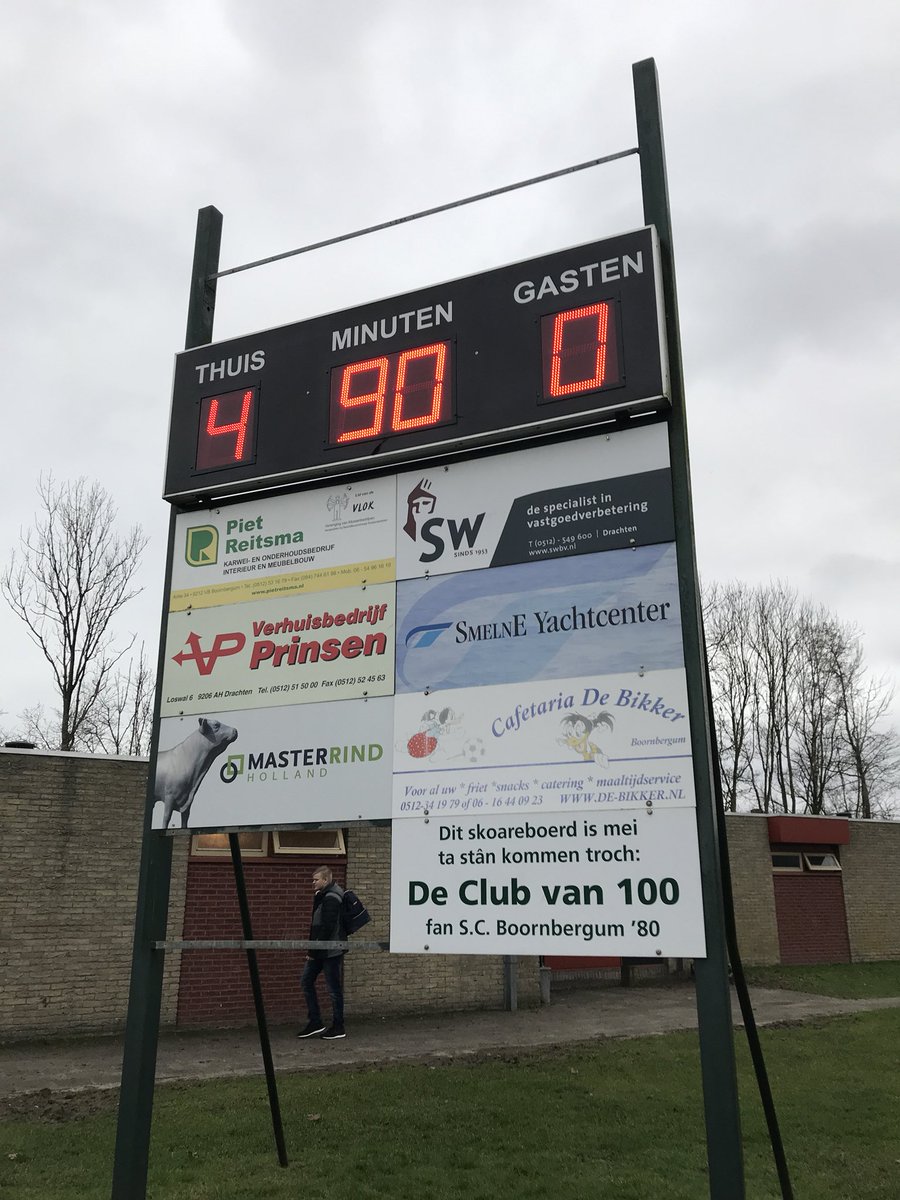 SC Boornbergum’80 zondag 1 zet ongeslagen reeks voort en wint met 4-0 van SF Deinum