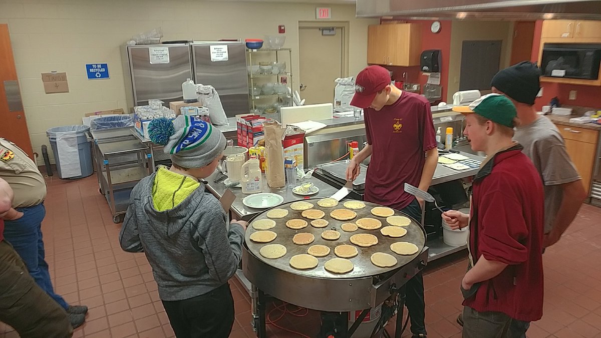 Working hard at our fundraiser. #boyscouts#pancakes