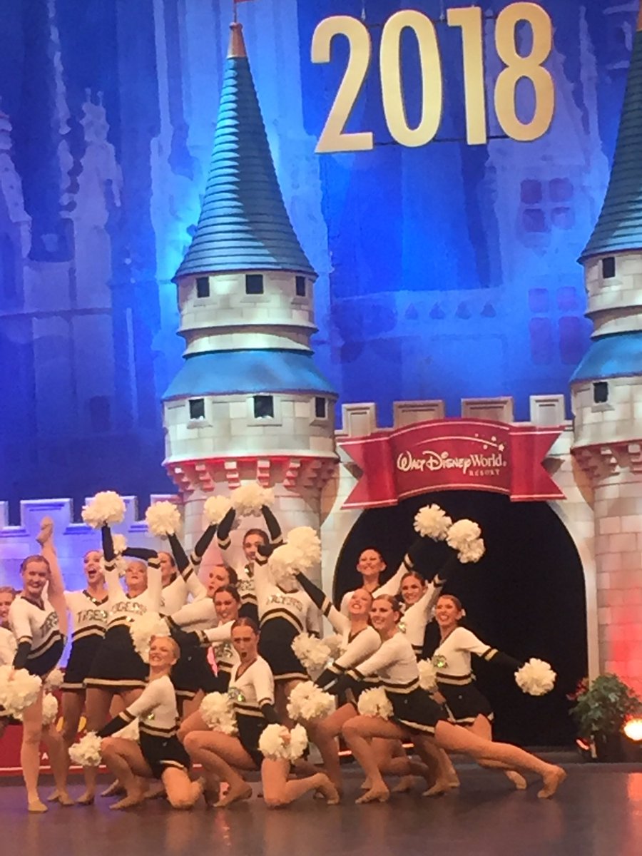 julesknight66's tweet photo. BHS Dance rocking it at National Dance Team Championship.  Showing their Tiger Pride at Disney. @BHStigerdancers @Bentonville_HS https://t.co/ZIMjFgFIBt
