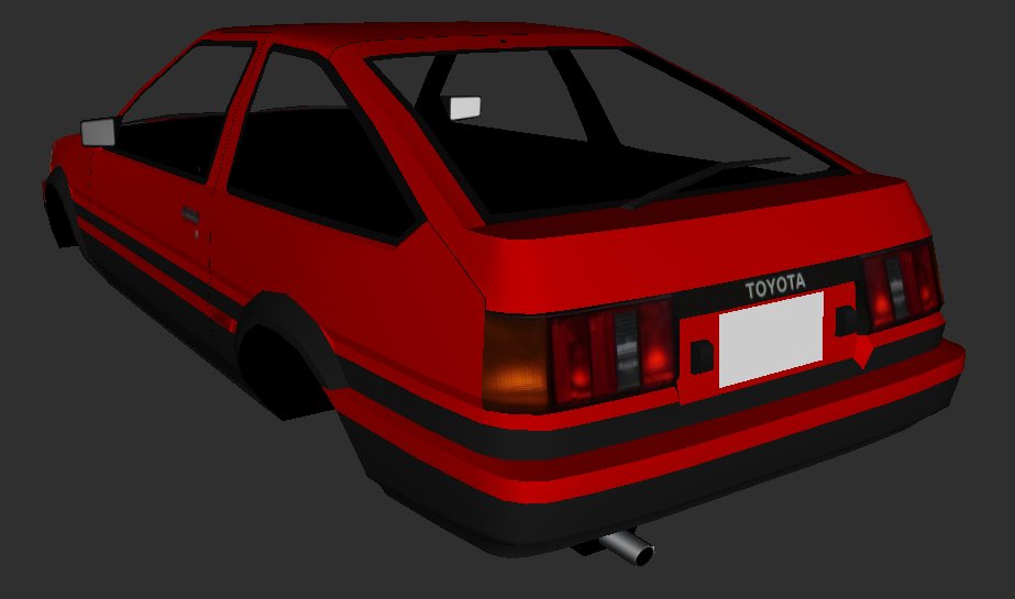 GM2_ken's tweet photo. ローポリと言ってもテクスチャ作業は割と時間かかります。
バトルギアのAE85をリスペクトしながら製作中です！#project_BG #バトルギア #ハチゴー #ハチロク #MOD #Race07 #GTREvo #RaceOn #RaceInjection https://t.co/rVUonxnC6u