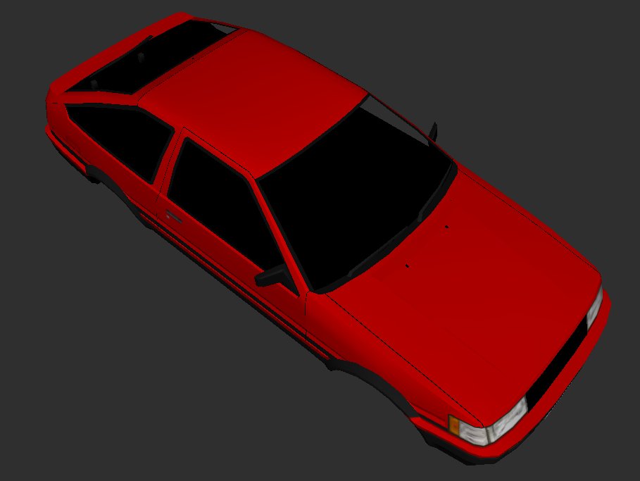 GM2_ken's tweet photo. ローポリと言ってもテクスチャ作業は割と時間かかります。
バトルギアのAE85をリスペクトしながら製作中です！#project_BG #バトルギア #ハチゴー #ハチロク #MOD #Race07 #GTREvo #RaceOn #RaceInjection https://t.co/rVUonxnC6u