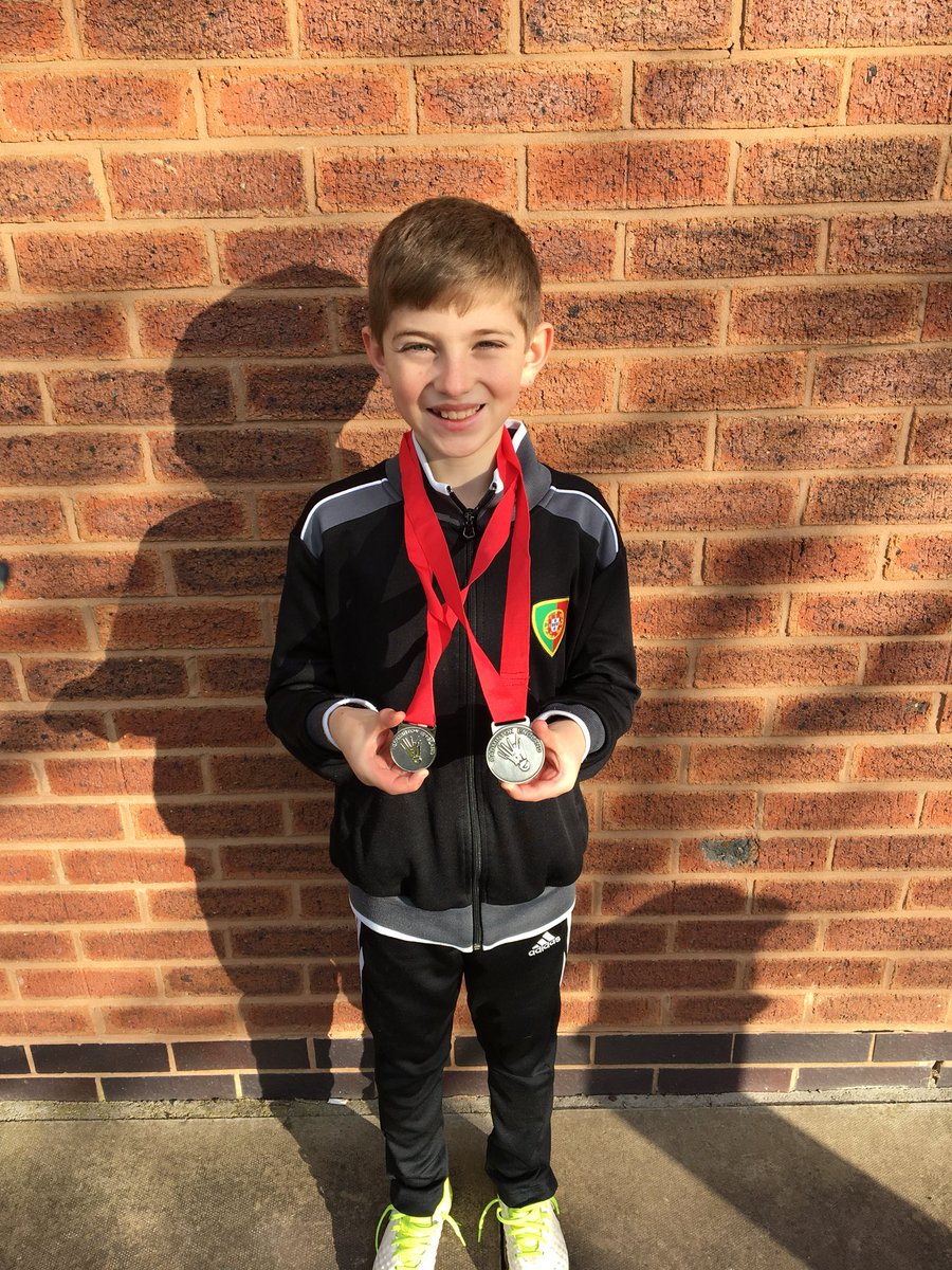 Max very happy today after winning 🥈🏸 U13s boys singles and 🥈🏸 U13 boys doubles at Worcester today