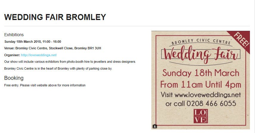 #Events BROMLEY WEDDING FAIR bit.ly/2EayHwC #BeckBromFL WoW events are brought to you by our events sponsor <a href="/SVonTheRoad/">Pizza on the Road</a>