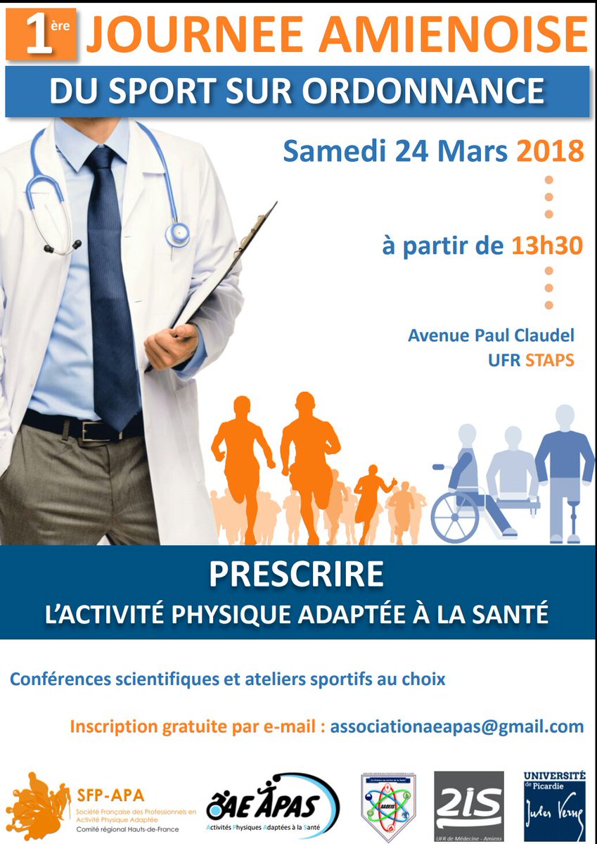 CozetteMaryne's tweet photo. Rendez-vous le Samedi 24 Mars à #Amiens. Nous vous attendons nombreux pour cette première édition 🎯

#sportsurordonnance #APAS  #activitéphysiqueadaptée #sante #sportsante @SFP_APA @upjv https://t.co/9OMkOG2wOB