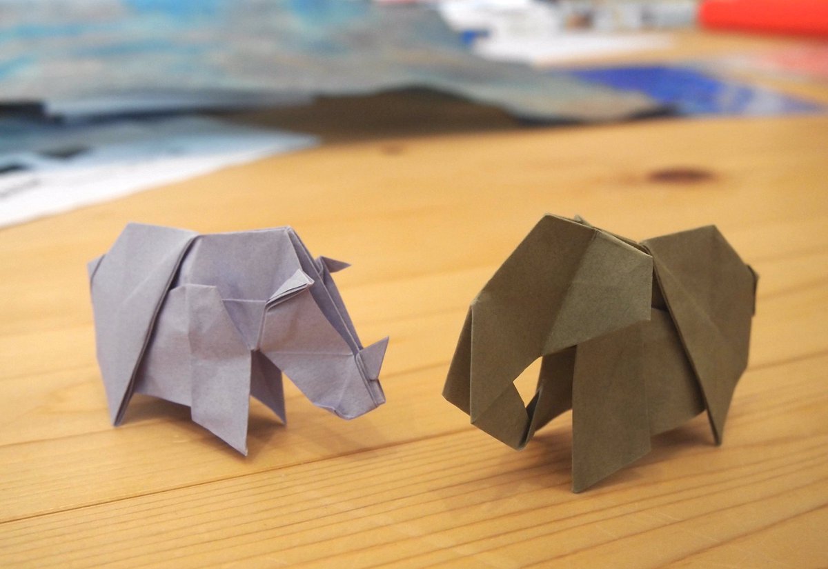 一匹柴犬 Twitterissa 折り紙作品 折り紙 Origami ぞう サイ 萩原元さん作 折紙探偵団マガジン167号より 折り手 一匹 柴犬