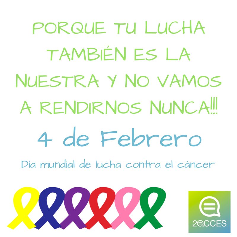 2_acces's tweet photo. Muchas personas han perdido su audición como consecuencia del cáncer y de sus tratamientos. @2_acces apoya a todas esas personas que no se rinden jamás.
#DiaMundialContraElCancer #WorldCancerDay #4Feb #lucha #2acces #discapacidadauditiva #tratamientos #YoPuedo #SiSePuede https://t.co/IoJJMyo9Z0