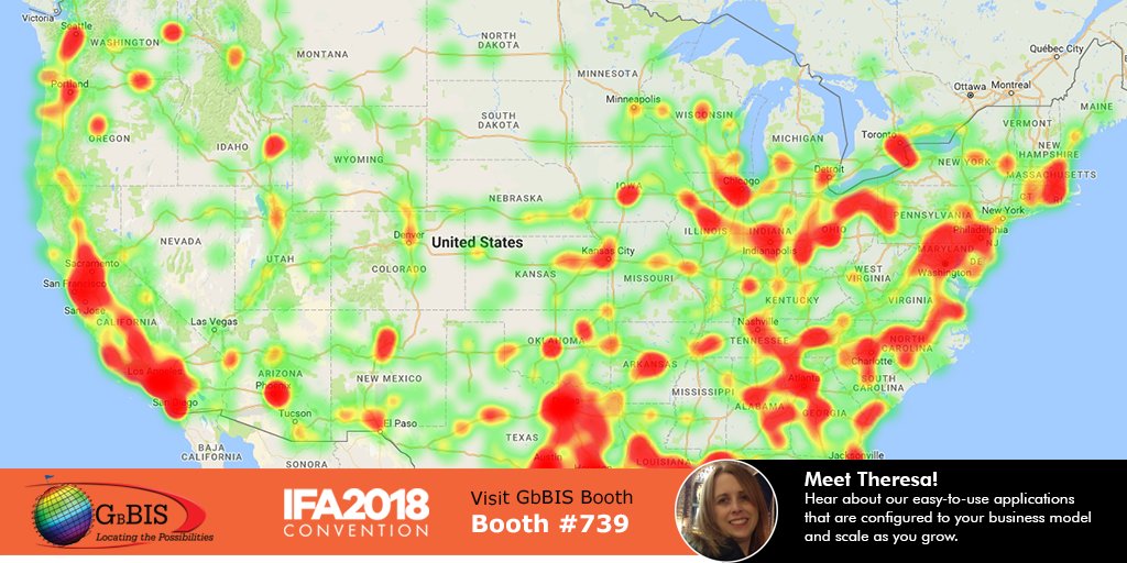 GbBis1's tweet photo. Visit us at #IFA2018 and learn how you can Find More Markets and Sell More Territories. Schedule your meeting now! https://t.co/BEpfcfPrqi #Booth739 #franchise #GIS #FranchiseGrowth https://t.co/rlgirdba3e