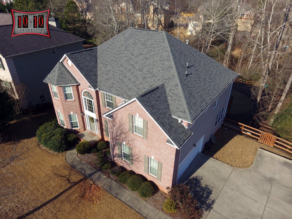 1010contracting's tweet photo. Completed roof restoration from storm damage. Upgraded to Owens Corning Estate Grey. #restoration #storm #damage #georgia https://t.co/iLc1B4GFrk