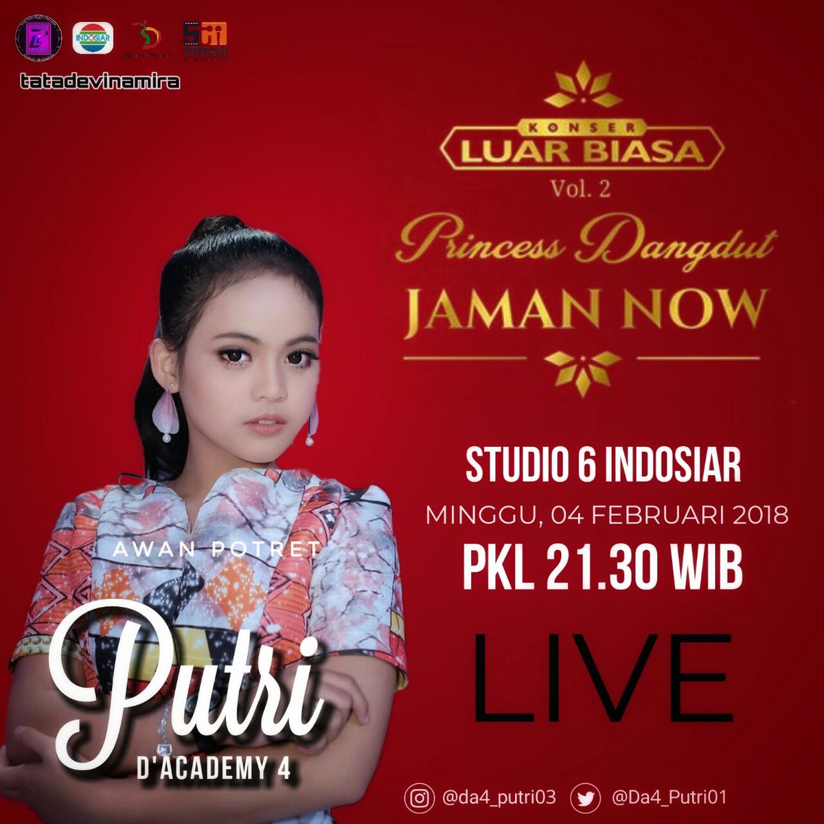RiasPutri01's tweet photo. Putri Isnari
@Da4_Putri01 @IndosiarID @streament_jkt @Official_MNCTV @OfficialRCTI 
#PutriPrincessDangdutIVM https://t.co/fUYe59WoI7